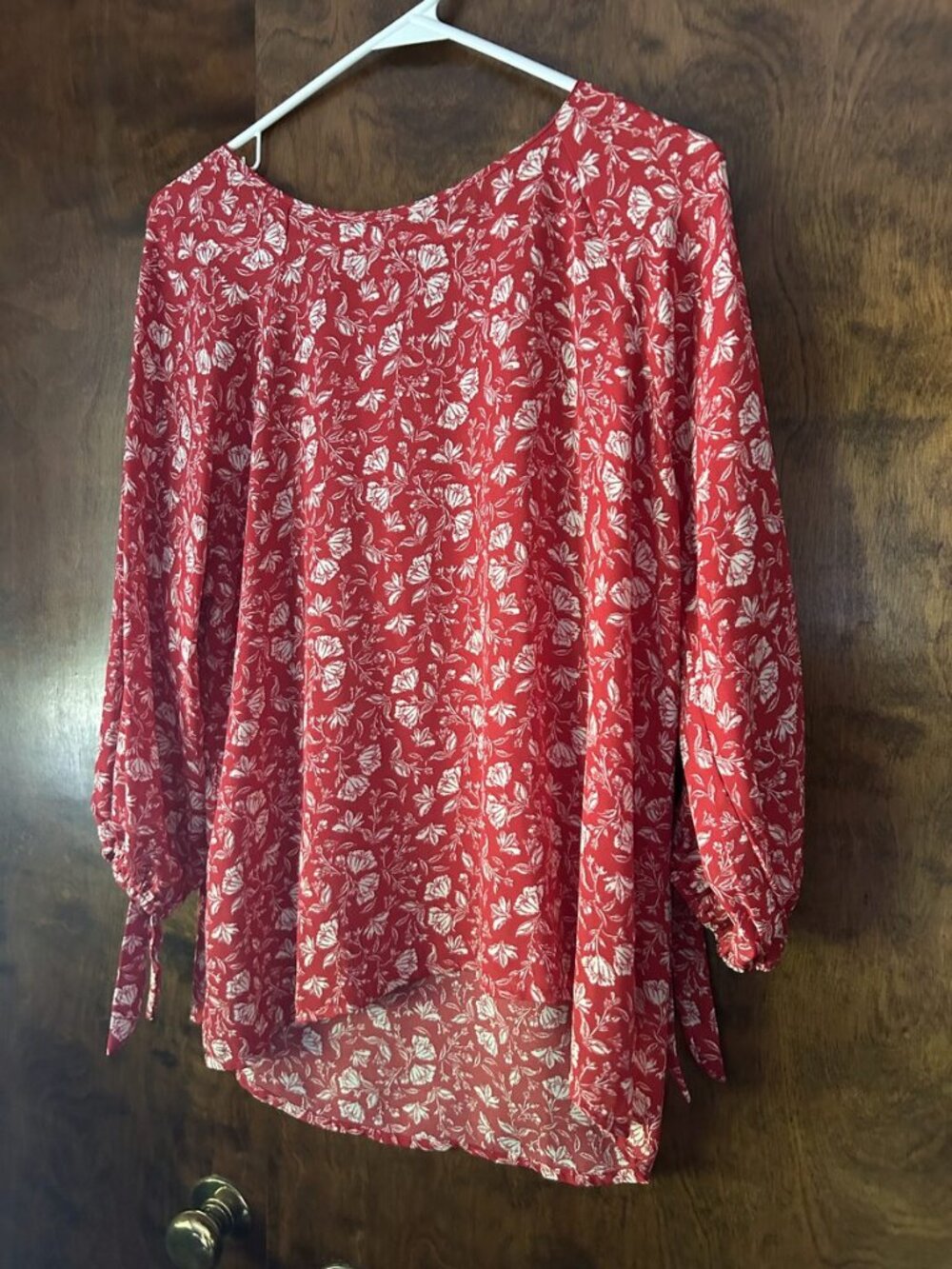 Papermoon Red Floral Long Sleeve Blouse XL